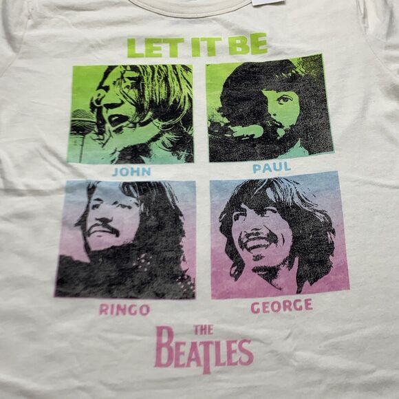 The Beatles Shirt Off White Juniors XLarge Short Sleeve Graphic New - Picture 2 of 3